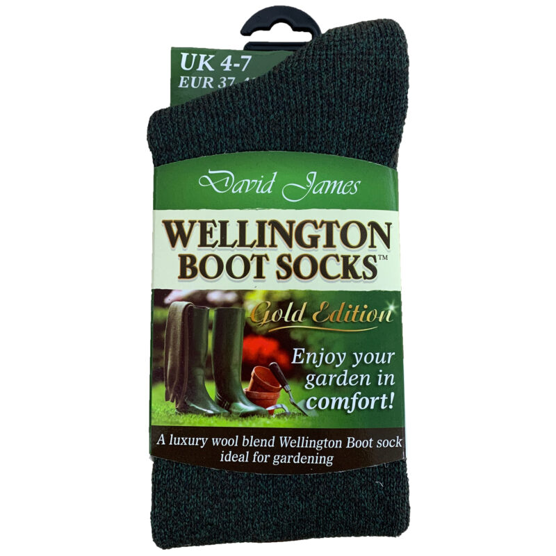 David James Wellington Boot Socks Ladies Long Welly Sock in Dark Green ...