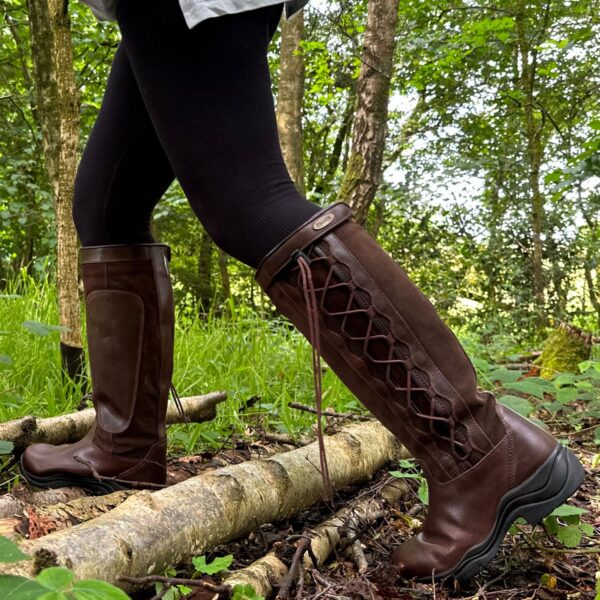 Brogini Winchester Lace-up - Wide Calf, Ladies Country Boot in Brown - Image 3