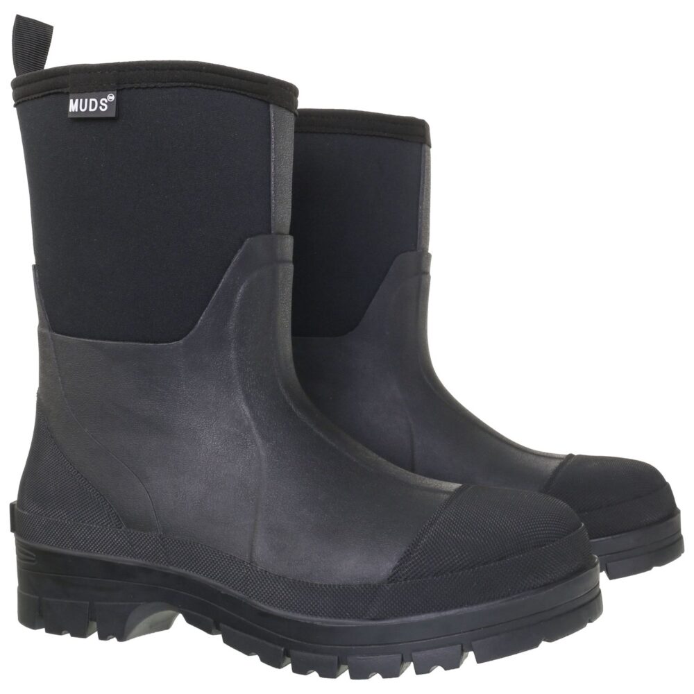Muds Greenfield Short, Unisex Short Welly in Black
