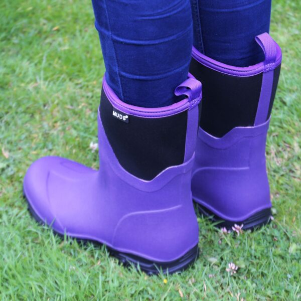 Muds Dovestone Short, Ladies Short Welly in Purple - Image 7