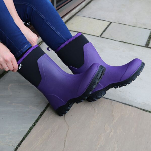 Muds Dovestone Short, Ladies Short Welly in Purple - Image 8