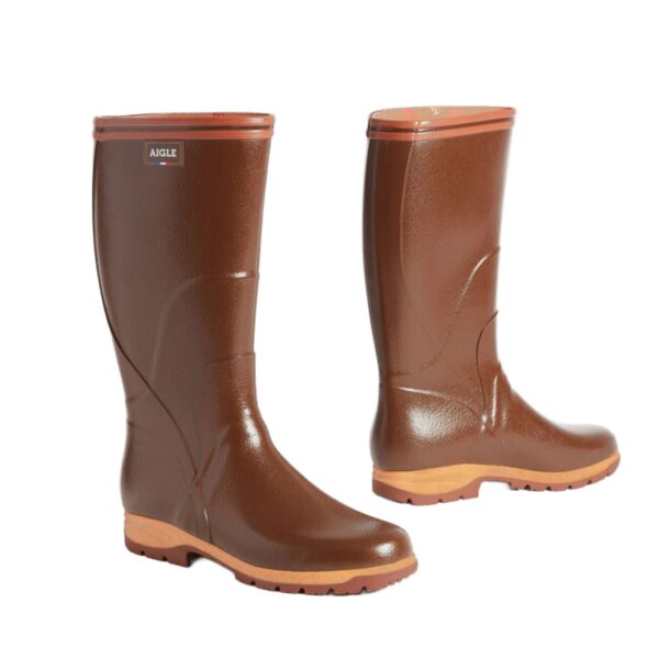 Aigle Tancar Pro, Mens Full Welly in Brown - Image 3
