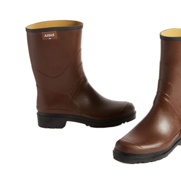 Aigle Bison 2, Mens Short Welly in Brown - Image 2