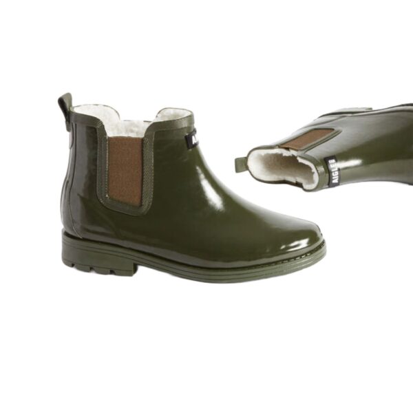 Aigle Carville Fur, Ladies Ankle Boot in Khaki - Image 2