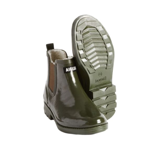 Aigle Carville Fur, Ladies Ankle Boot in Khaki - Image 4
