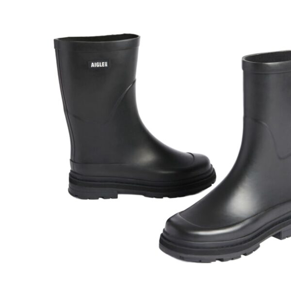 Alternative view of Aigle Mid Rain, Mens Short Welly in Black
