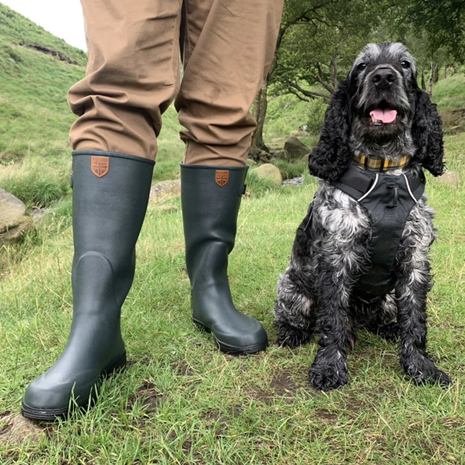 Racefield 2, Neoprene, Adjustable Calf, Unisex Full Welly in Forest Green - Image 5