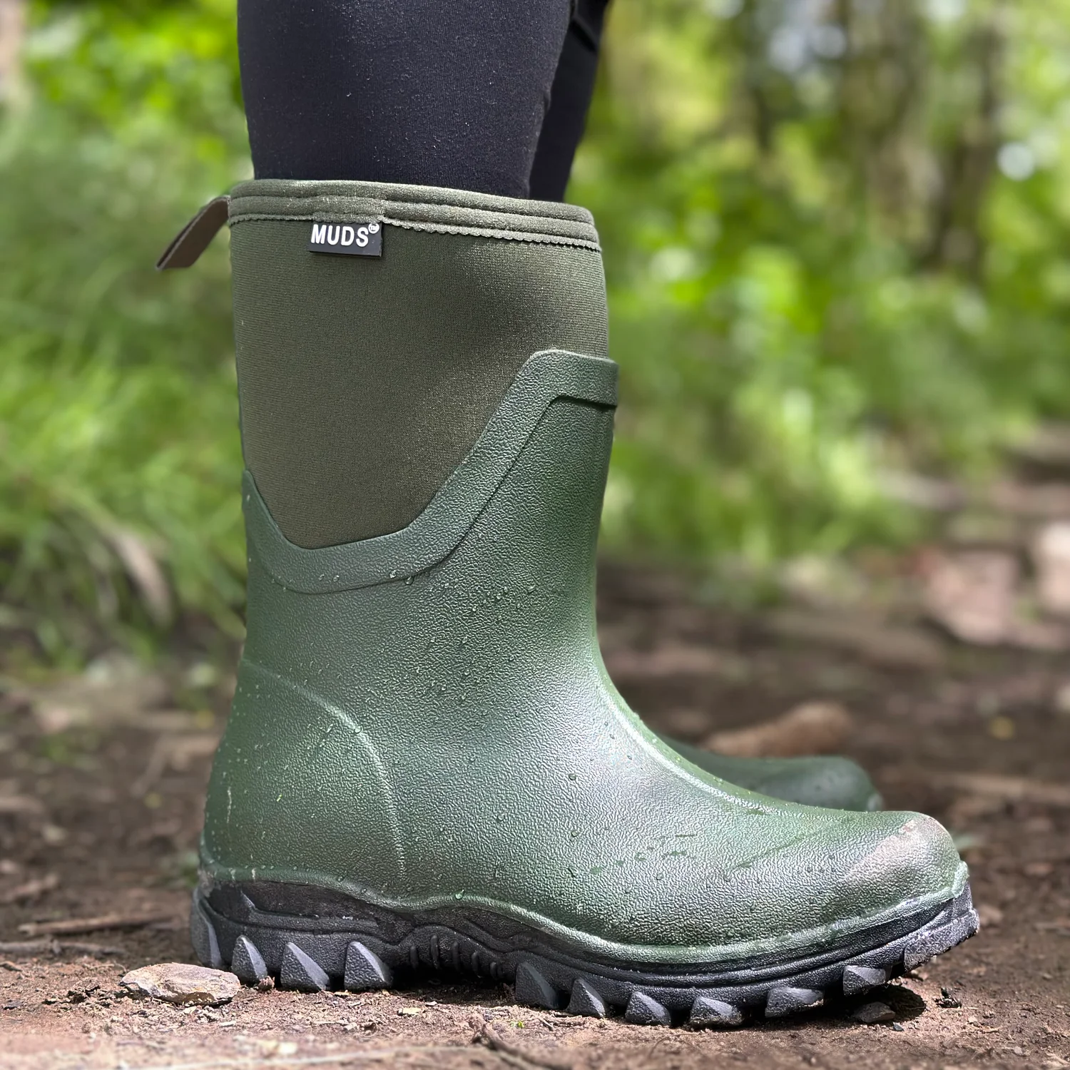 Muds Dovestone Short, Ladies Short Welly in Forest Green & Olive - Image 9