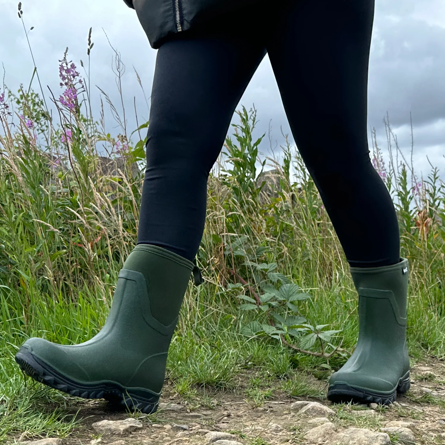 Muds Dovestone Short, Ladies Short Welly in Forest Green & Olive - Image 10