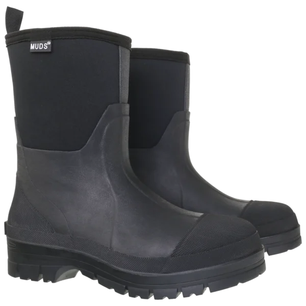 Muds Greenfield Short, Unisex Short Welly in Black