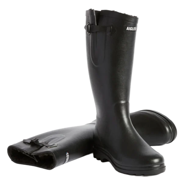 Aigle Aiglentine Fur, Ladies Full Welly in Black