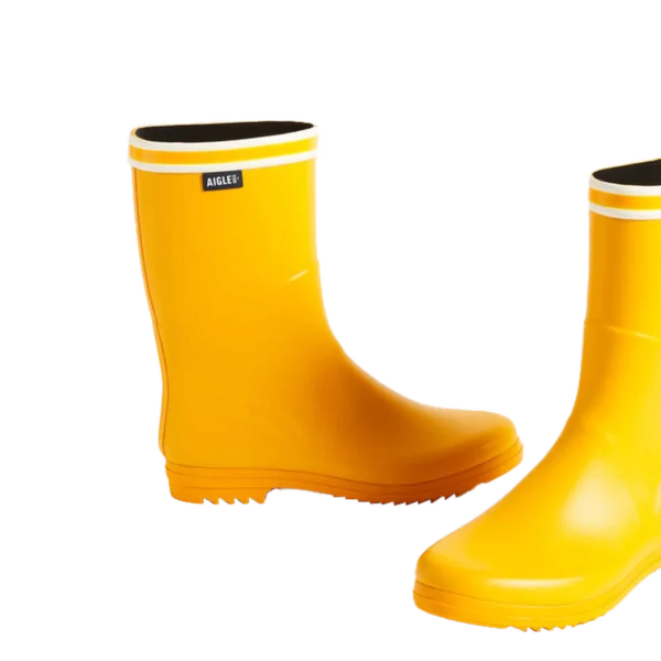 Aigle Chanteboot Stripes, Ladies Short Welly in Lemon