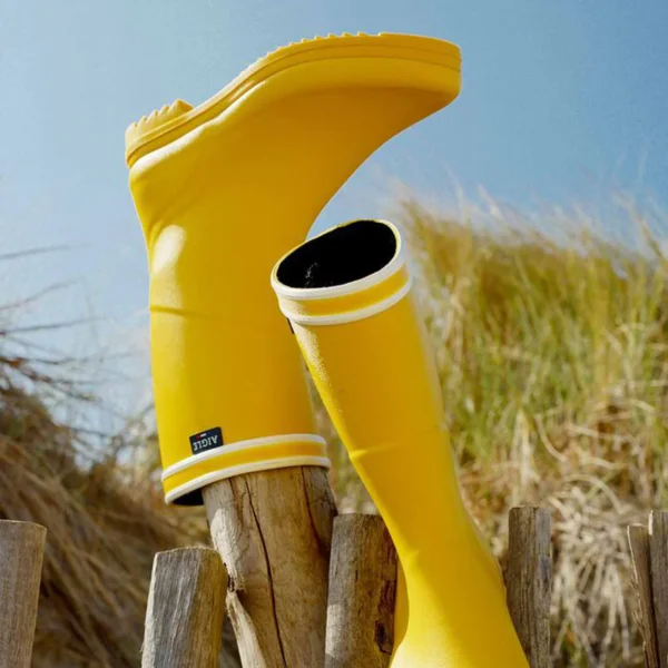 Alternative view of Aigle Chanteboot Stripes, Ladies Short Welly in Lemon